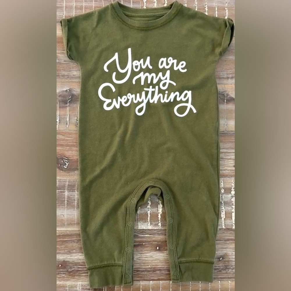 (3/$15) Baby Cat and Jack 3-6 months Green Romper One Piece